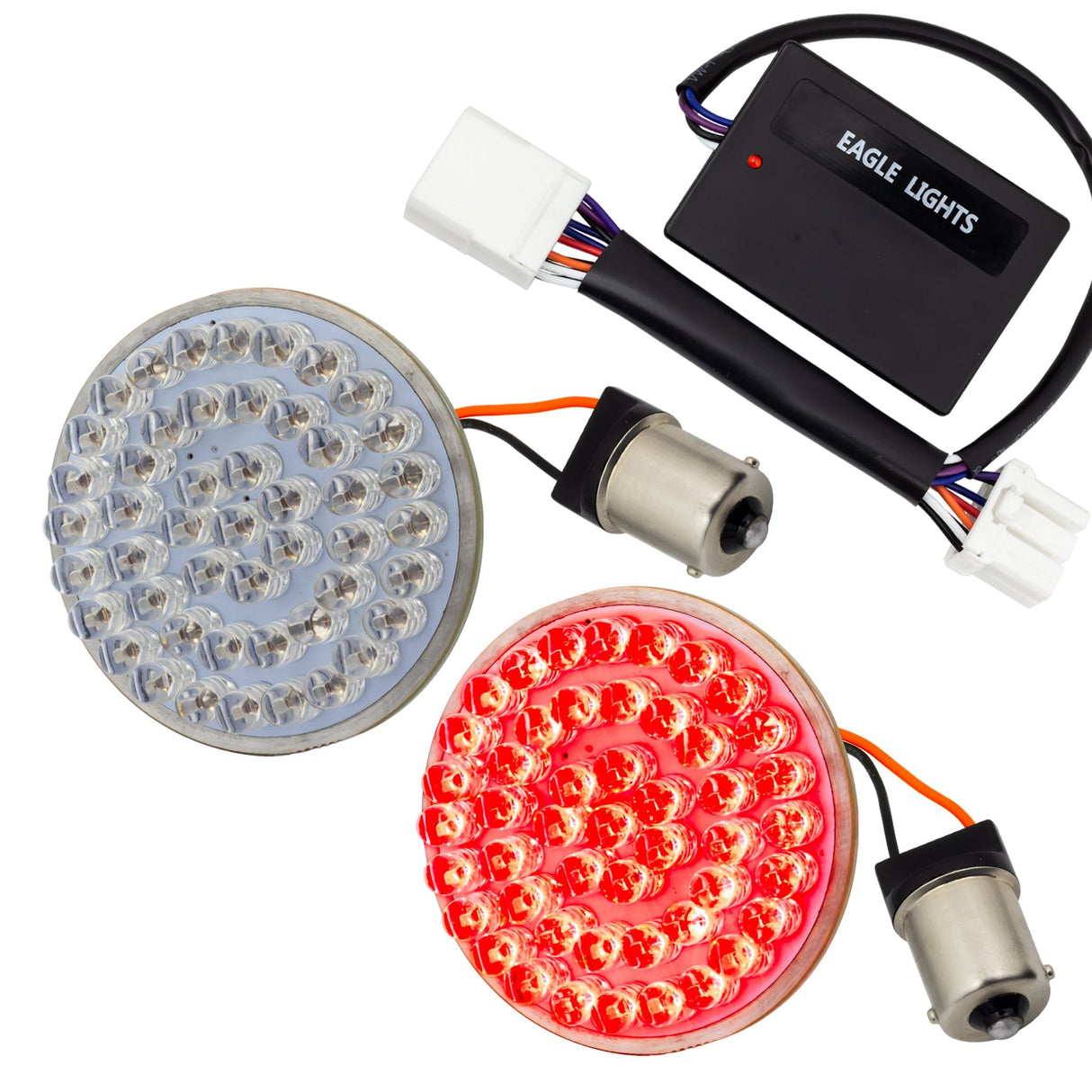 Eagle Lights 2" Rear LED Turn Signals for Harley-Davidson® Motorcycles- Generation I / 1156 Base / Red