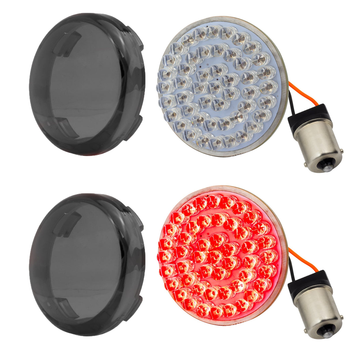 Eagle Lights 2" Rear LED Turn Signals for Harley-Davidson® Motorcycles- Generation I / 1156 Base / Red