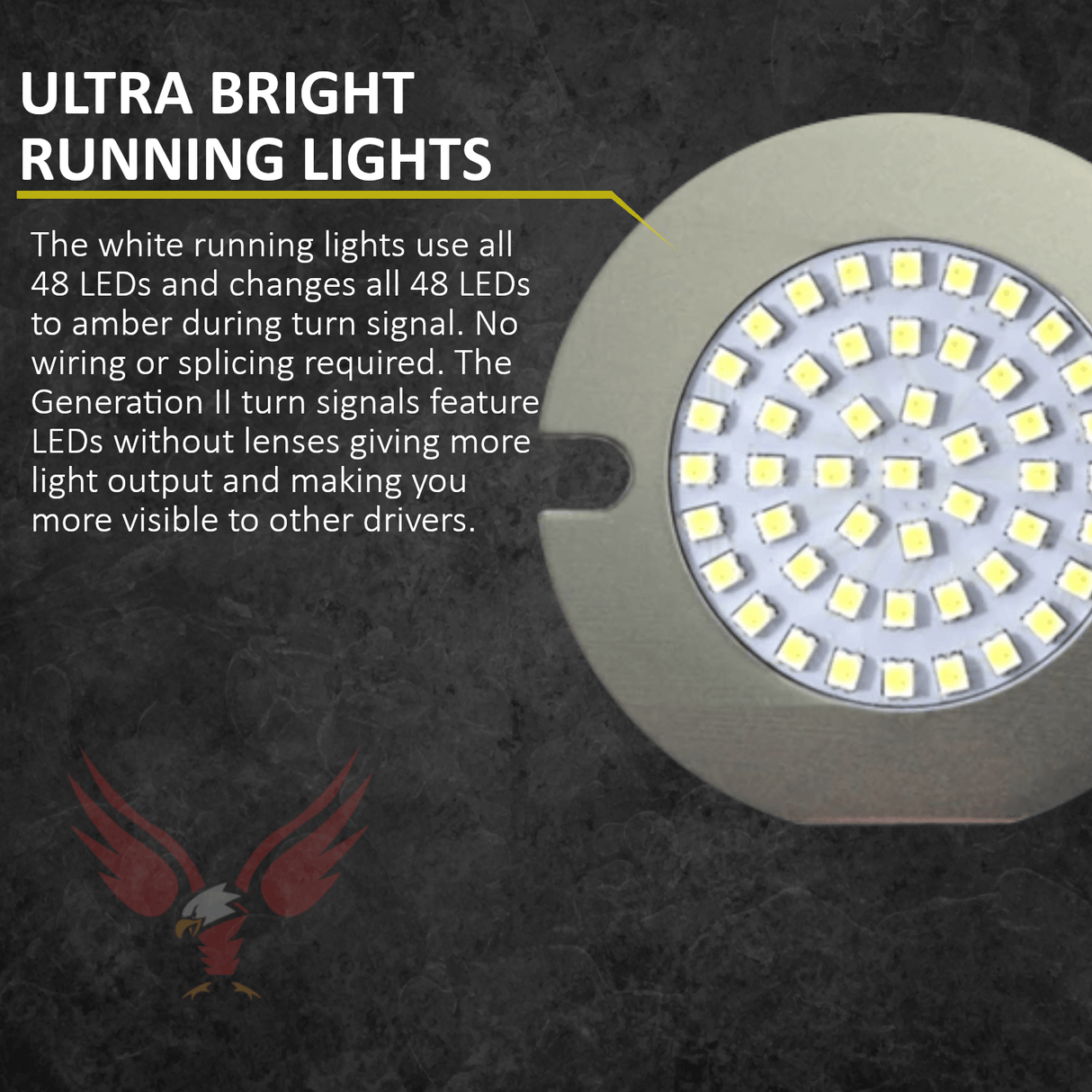 Eagle Lights 3 1/4" Front and Rear LED Turn Signal Kit For Harley-Davidson® Motorcycles - Generation II / Red Rear Turn Signals