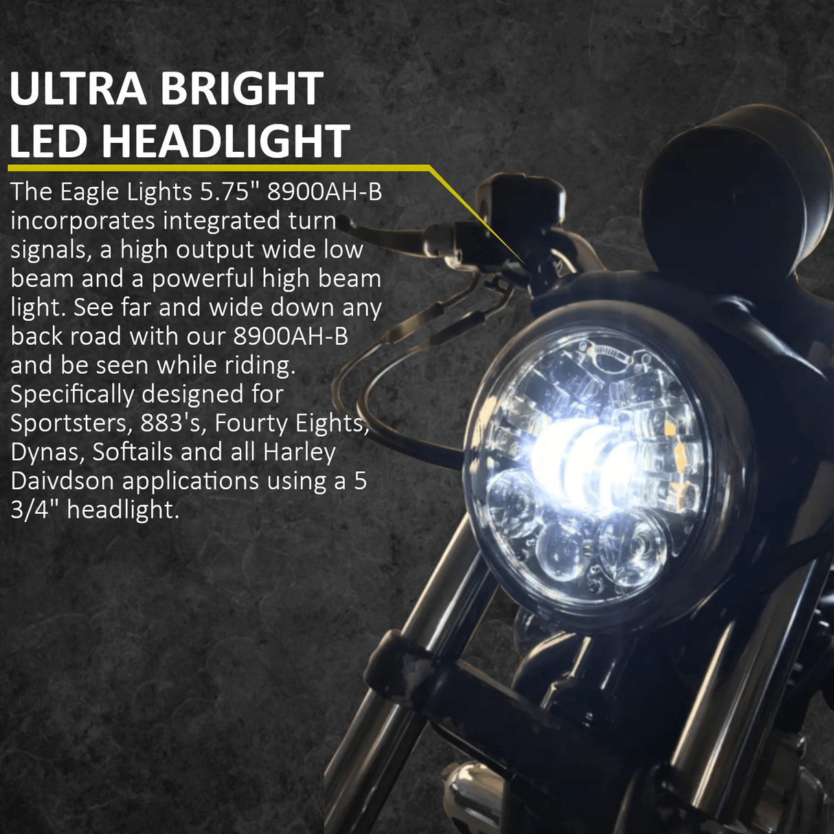 Eagle Lights 7" LED Projector Headlight with Integrated Turn Signals for Harley Davidson 7'' LED Projection Head Lamp