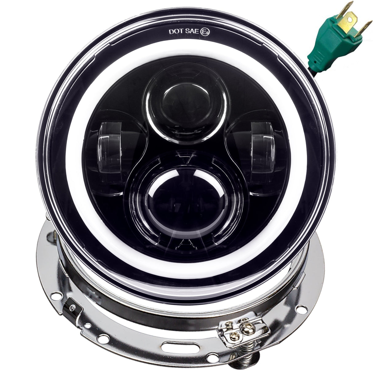 Eagle Lights 7" LED Headlight with LED Halo Ring for Harley-Davidson® and Indian® Motorcycles - Generation I / Black Kit