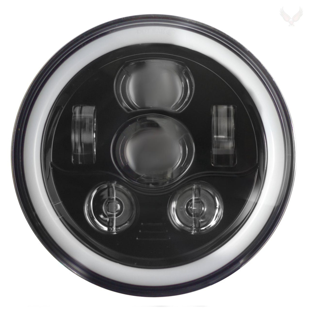 7” Halo LED Headlight Kits - Eagle Lights 7" Round LED Projection Headlight Generation III- Black - Halo Ring - Jeep Wrangler