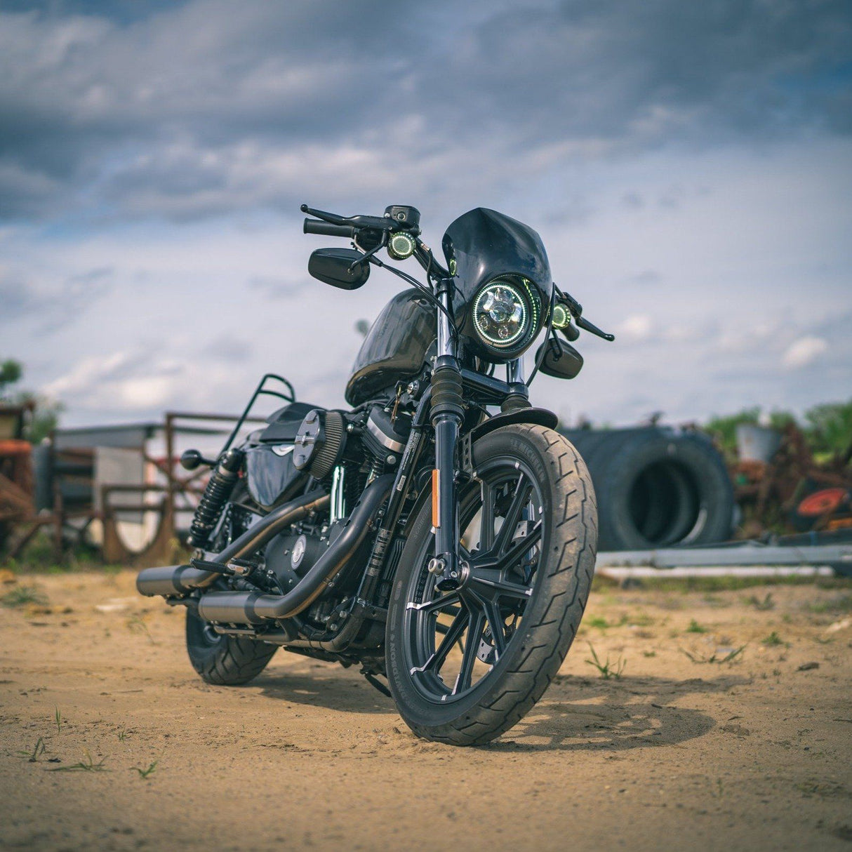 Eagle Lights 5 3/4" LED Headlight Kit with Halo Ring for Harley-Davidson® and Indian® Motorcycles - Generation III / Black