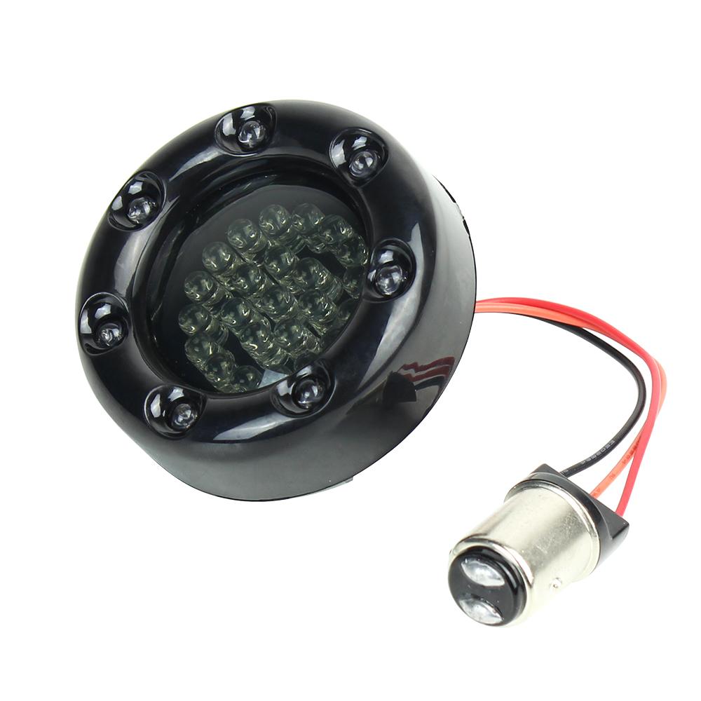 Eagle Lights Infinity Beam 2” Rear LED Turn Signals w/ Running and Brake Lights LED Ring Covers for Harley-Davidson® - Rear 1157 / Red LEDs