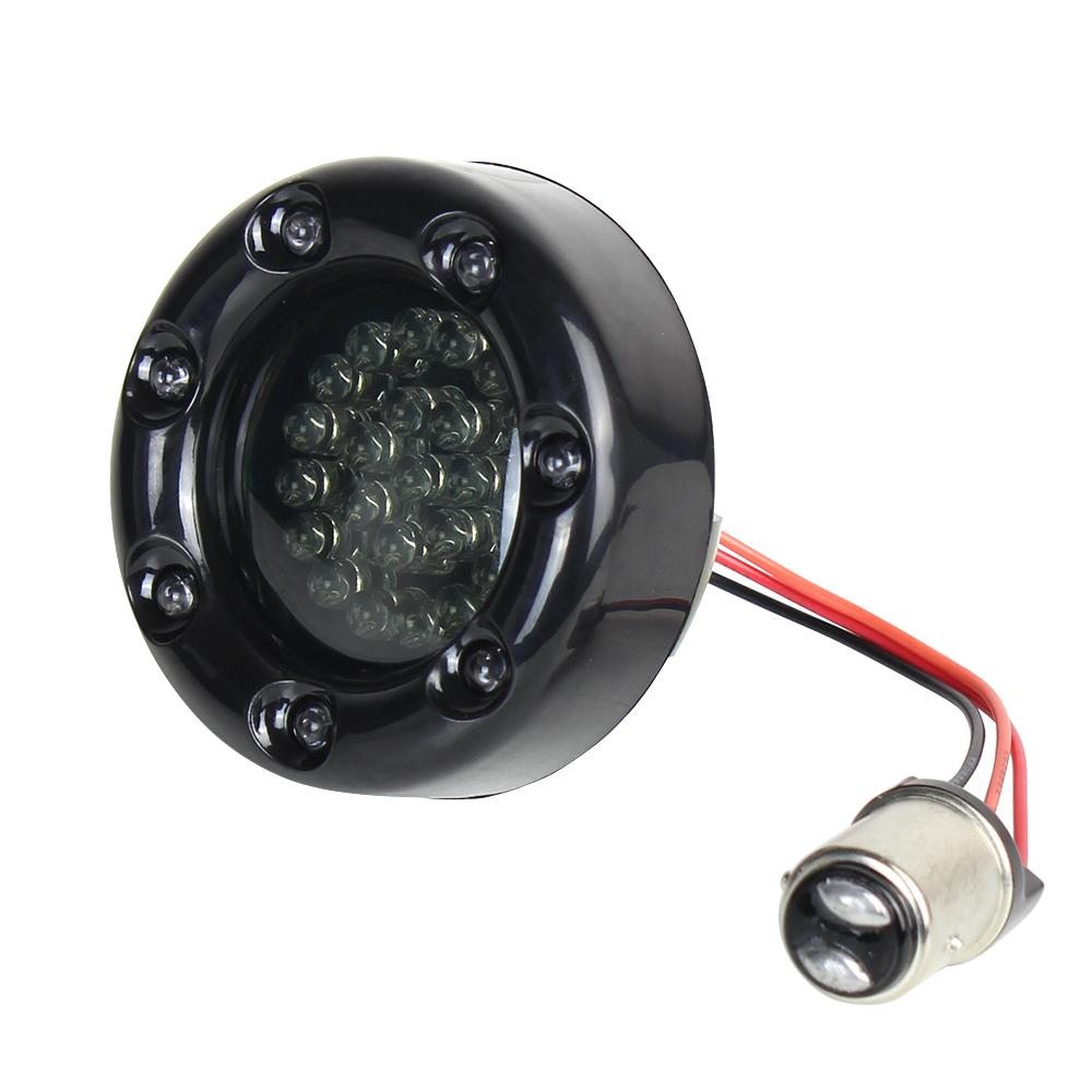 Eagle Lights Infinity Beam 2” Rear LED Turn Signals w/ Running and Brake Lights LED Ring Covers for Harley-Davidson® - Rear 1157 / Red LEDs