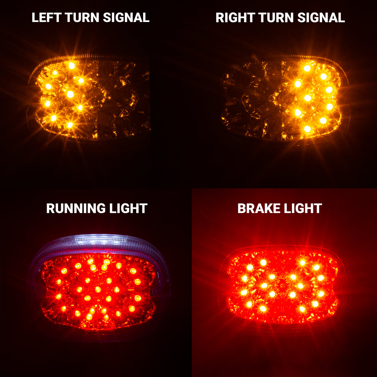 Eagle Lights Squareback LED Replacement Harley-Davidson® Softtail / Touring / Sportster / Dyna Tail Light with Built In LED Turn Signals