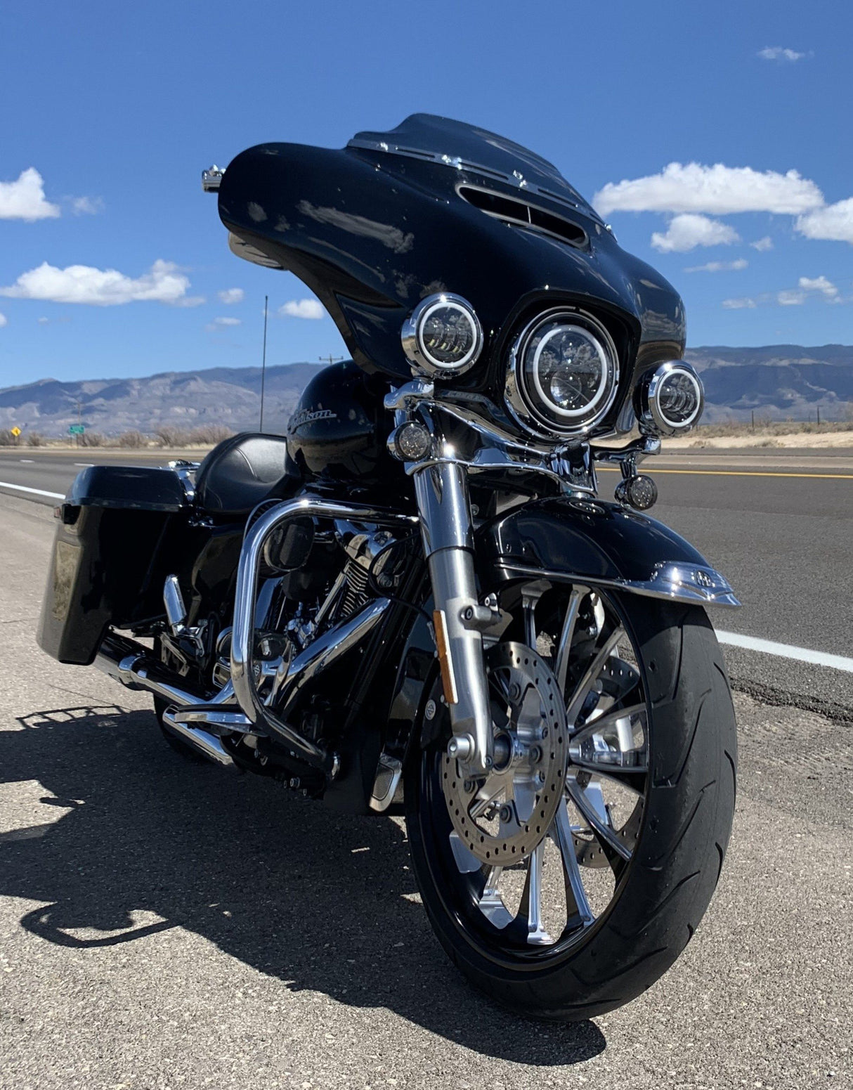 Eagle Lights 7" LED Headlight and 4.5" LED Passing Light Kit with Halo Rings for Harley-Davidson® and Indian® Motorcycles - Generation I / Black