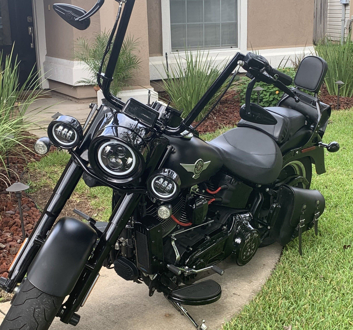 Eagle Lights 7" LED Headlight and 4.5" LED Passing Light Kit with Halo Rings for Harley-Davidson® and Indian® Motorcycles - Generation I / Black