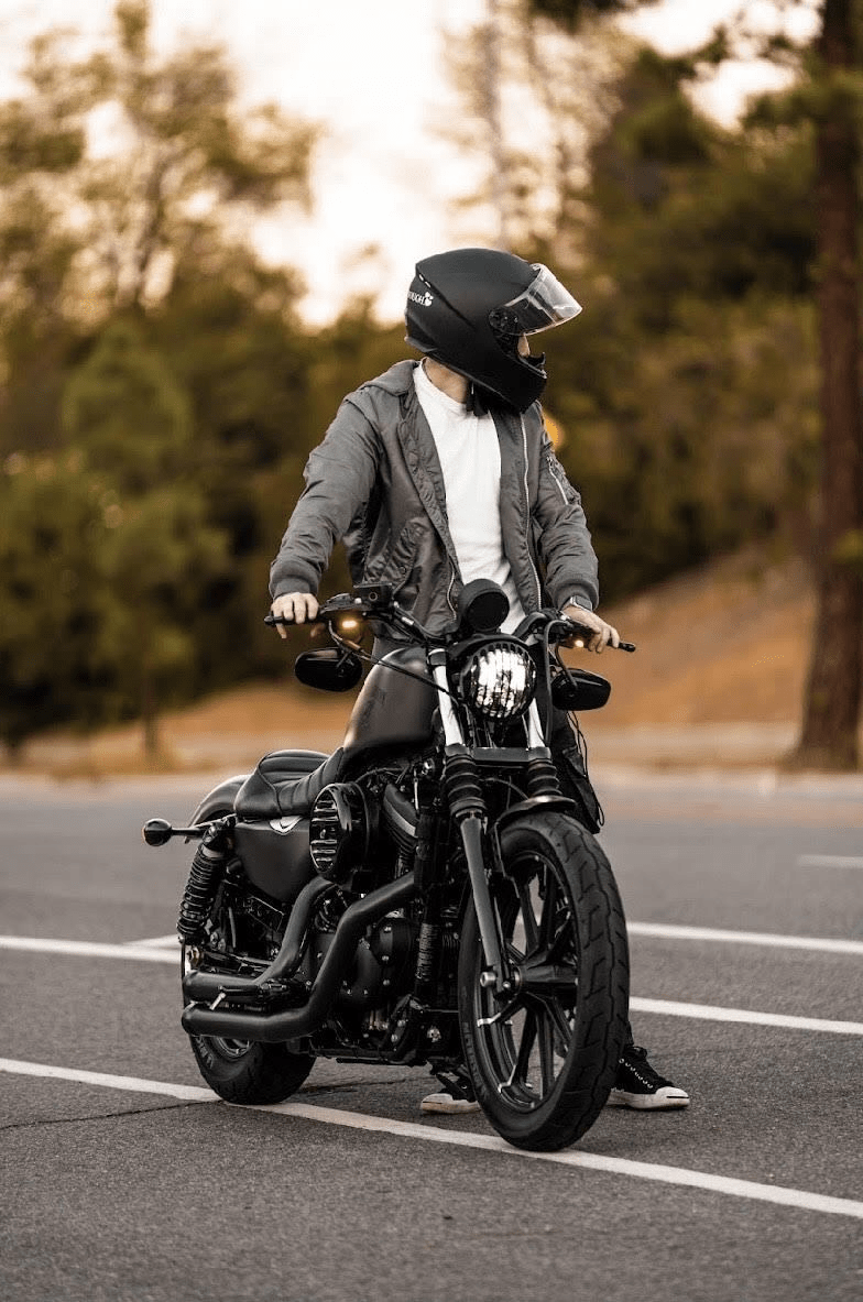 Motorcycle rider using upgraded lighting
