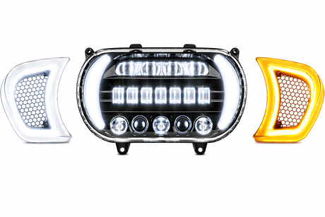 Eagle Lights LED Projection Headlight for Harley-Davidson 2015 - 2025 Road Glide Models with HALOS Vent Insert Light