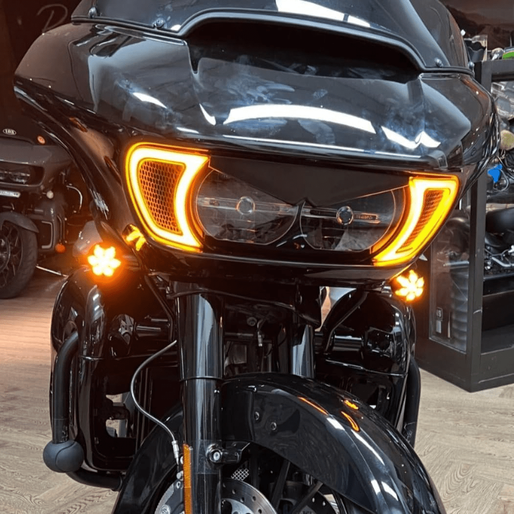 Eagle Lights Vent Insert HALOS LED Running Lights and Turn Signals for Harley Davidson Road Glide Motorcycles