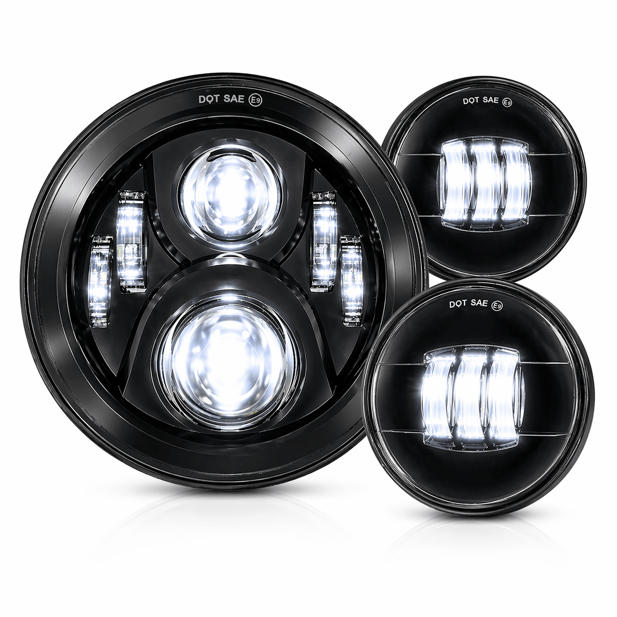 Eagle Lights 7" LED Headlight and 4.5" LED Passing Light Kit for Harley-Davidson and Indian - Generation II / Black