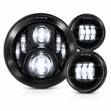 Eagle Lights 7" LED Headlight and 4.5" LED Passing Light Kit for Harley-Davidson and Indian - Generation II / Black