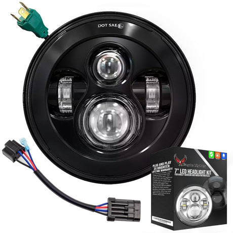 Eagle Lights 7" LED Headlight for Harley-Davidson® and Indian® Motorcycles - Generation I / Black Kit