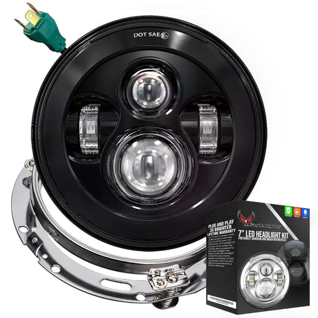 Eagle Lights 7" LED Headlight for Harley-Davidson® and Indian® Motorcycles - Generation I / Black Kit