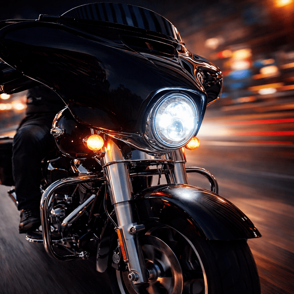 Motorcycle with Eagle Lights LED headlight installed