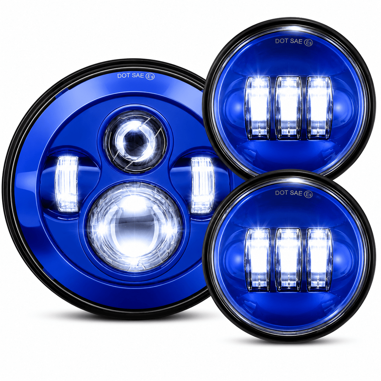 Eagle Lights 7" LED Headlight and 4.5" LED Passing Light Kit for Harley-Davidson® and Indian® Motorcycles - Color Matched / Generation I