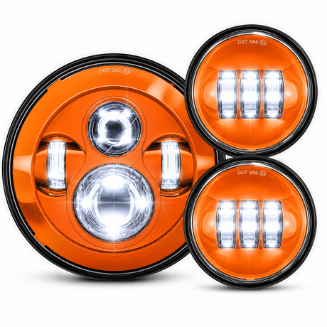 Eagle Lights 7" LED Headlight and 4.5" LED Passing Light Kit for Harley-Davidson® and Indian® Motorcycles - Color Matched / Generation I
