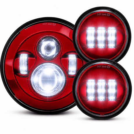Eagle Lights 7" LED Headlight and 4.5" LED Passing Light Kit for Harley-Davidson® and Indian® Motorcycles - Color Matched / Generation I