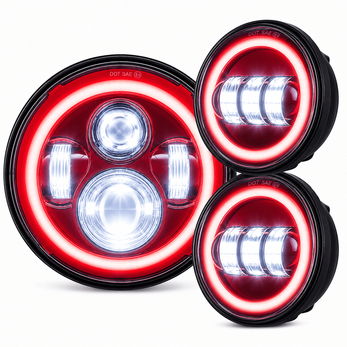 Eagle Lights 7" LED Headlight and 4.5" LED Passing Light Kit for Harley-Davidson® and Indian® Motorcycles - Color Matched / Generation I