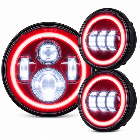 Eagle Lights 7" LED Headlight and 4.5" LED Passing Light Kit for Harley-Davidson® and Indian® Motorcycles - Color Matched / Generation I