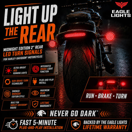 Eagle Lights Midnight Edition Rear LED Turn Signals, Running Lights and Brake Lights for Harley-Davidson® Motorcycle