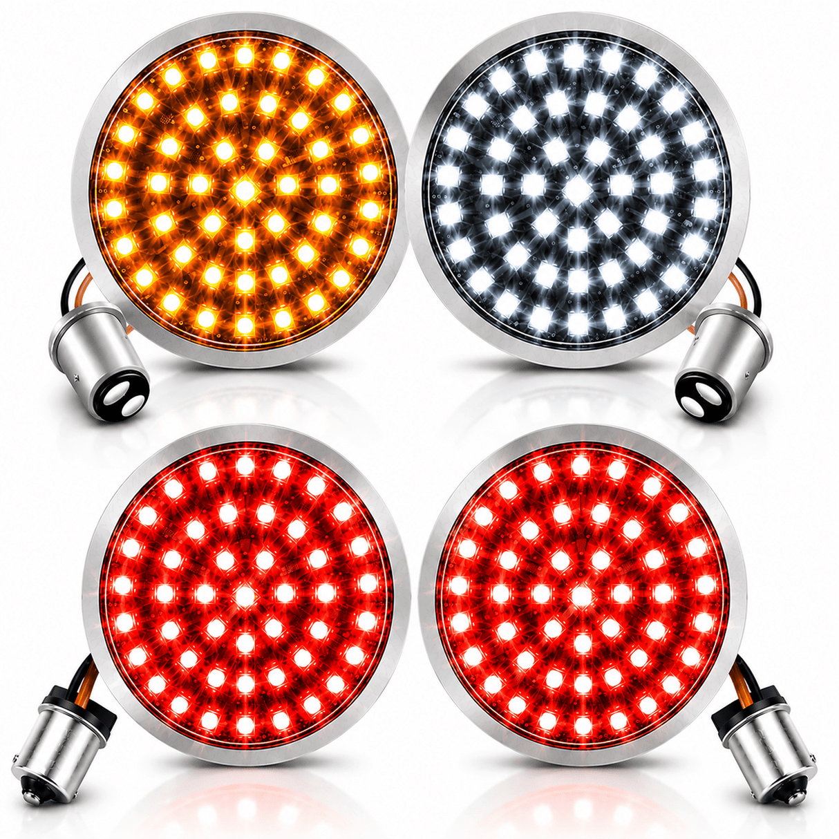 Eagle Lights Midnight Edition Front and Rear LED Turn Signals Kit for Harley-Davidson® Motorcycles - 1157 Front / 1156 Red Rear