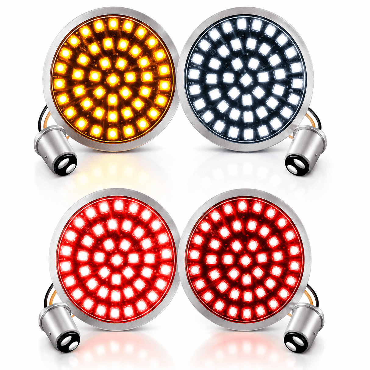Eagle Lights Midnight Edition Front and Rear Turn Signals, Running Lights and Strobing Rear LED Turn Signal Kit for Harley-Davidson® Motorcycles - 1157 Front Base / 1157 Rear Base