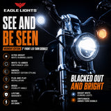 Eagle Lights Midnight Edition Front and Rear Turn Signals, Running Lights and Strobing Rear LED Turn Signal Kit for Harley-Davidson® Motorcycles - 1157 Front Base / 1157 Rear Base