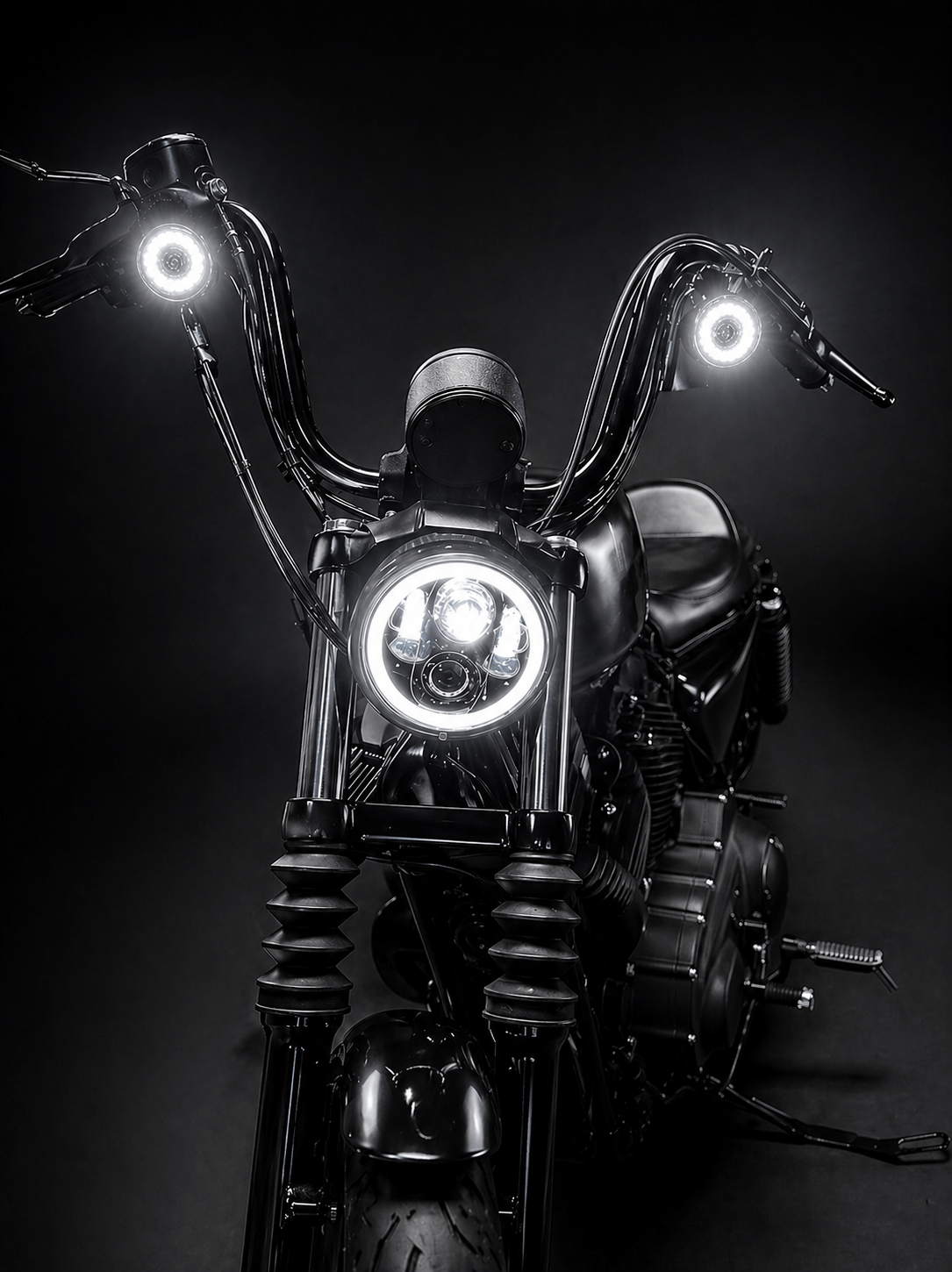 Eagle Lights 2” Front LED Turn Signal with Halo Running Light Kit for Harley-Davidson® - White Halo Ring / Amber Turn Signal / 1157 Base