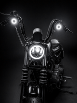 Eagle Lights 2” Front LED Turn Signal with Halo Running Light Kit for Harley-Davidson® - White Halo Ring / Amber Turn Signal / 1157 Base