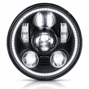 Eagle Lights 5 3/4" LED Headlight Kit with Halo Ring for Harley Davidson and Indian Motorcycles - Generation III / Black