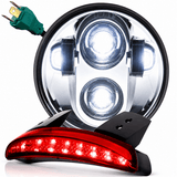 Eagle Lights 5-3/4" (5.75") Round Harley LED Headlight and Red LED Taillight Conversion / Upgrade Kit for Harley Sportster / Dyna