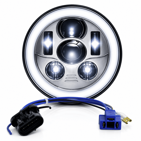 Eagle Lights 7" LED Headlight Kit with Halo Ring for Harley-Davidson® and Indian® Motorcycles - Generation III / Chrome