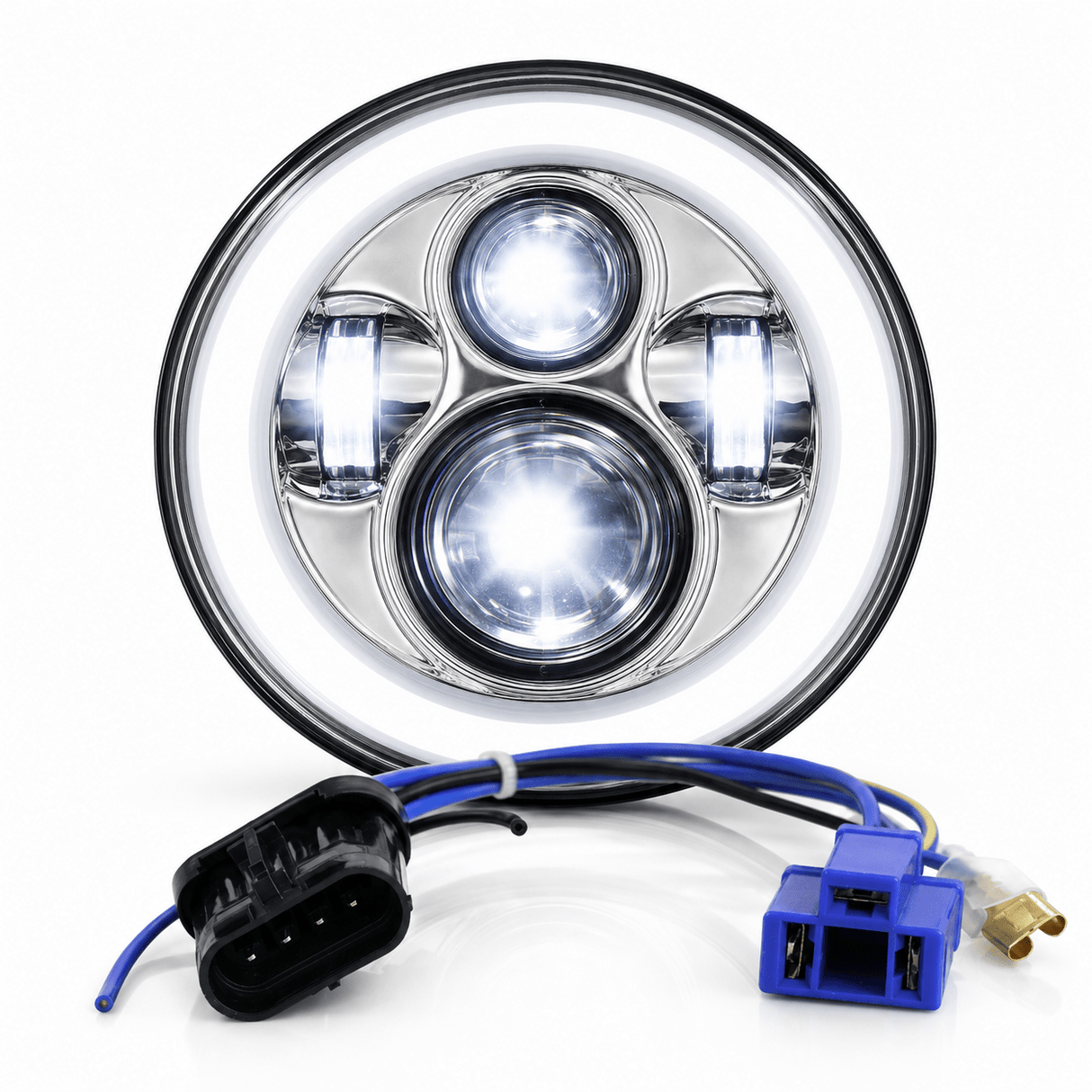 Eagle Lights 7" LED Headlight with LED Halo Ring for Harley-Davidson® and Indian® Motorcycles - Generation I / Chrome Kit