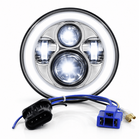 Eagle Lights 7" LED Headlight with LED Halo Ring for Harley-Davidson® and Indian® Motorcycles - Generation I / Chrome Kit