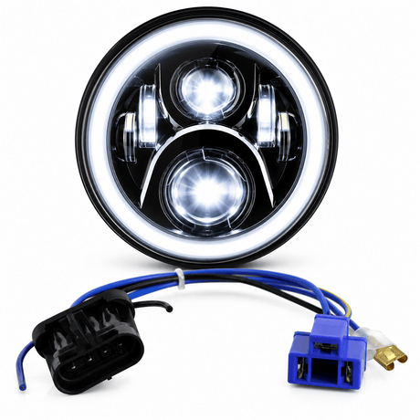 Eagle Lights 7" LED Headlight with LED Halo Ring for Harley-Davidson® and Indian® Motorcycles - Generation II / Black Kit