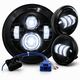 Eagle Lights 7" LED Headlight and 4.5" LED Passing Light Kit for Harley-Davidson and Indian Motorcycles - Generation I / Black
