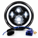Eagle Lights 7" LED Headlight with LED Halo Ring for Harley-Davidson® and Indian® Motorcycles - Generation I /  Black Kit