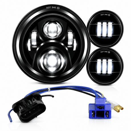 Eagle Lights 7" LED Headlight and 4.5" LED Passing Light Kit for Harley-Davidson and Indian - Generation II / Black