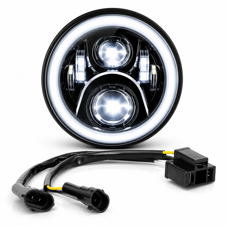 Eagle Lights 7" LED Headlight with LED Halo Ring for Harley-Davidson® and Indian® Motorcycles - Generation II / Black Kit