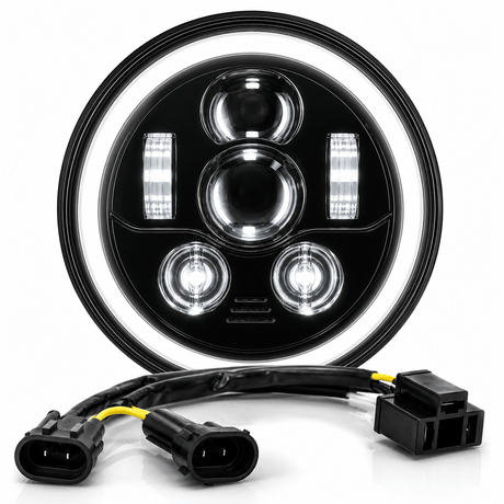 Eagle Lights 7" LED Headlight Kit with Halo Ring for Harley-Davidson® and Indian® Motorcycles - Generation III / Black