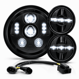 Eagle Lights 7" LED Headlight and 4.5" LED Passing Light Kit for Harley-Davidson® and Indian® Motorcycles - Generation III / Black