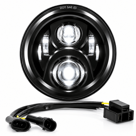 Eagle Lights 7" LED Headlight for Harley-Davidson® and Indian® Motorcycles - Black / Generation II