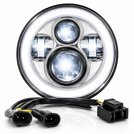 Eagle Lights 7" LED Headlight with LED Halo Ring for Harley-Davidson® and Indian® Motorcycles - Generation I / Chrome Kit