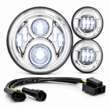 Eagle Lights 7" LED Headlight and 4.5" LED Passing Light Kit for Harley-Davidson and Indian Motorcycles - Generation II / Chrome