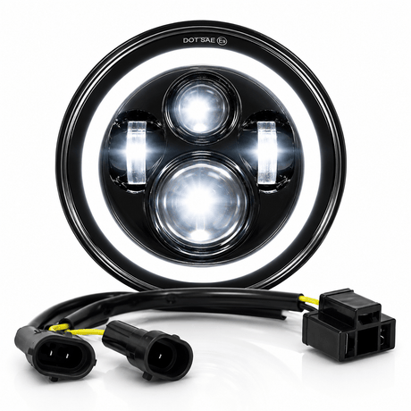 Eagle Lights 7" LED Headlight with LED Halo Ring for Harley-Davidson® and Indian® Motorcycles - Generation I /  Black Kit