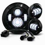 Eagle Lights 7" LED Headlight and 4.5" LED Passing Light Kit for Harley-Davidson and Indian Motorcycles - Generation I / Black