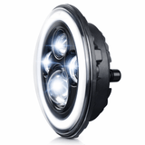 Eagle Lights 7" LED Headlight with LED Halo Ring for Harley-Davidson® and Indian® Motorcycles - Generation I /  Generation I / Black Kit