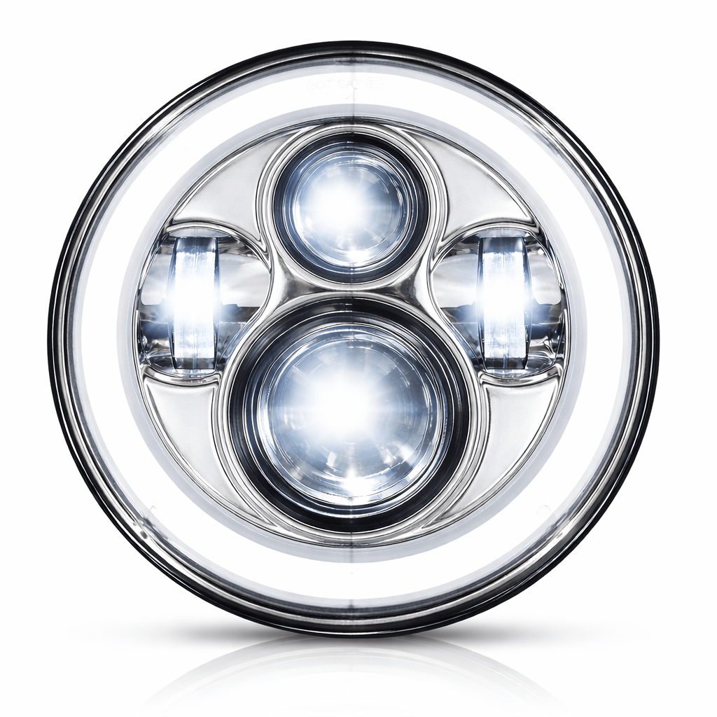 Eagle Lights 7" LED Headlight with LED Halo Ring for Harley-Davidson® and Indian® Motorcycles - Generation I / Chrome Kit